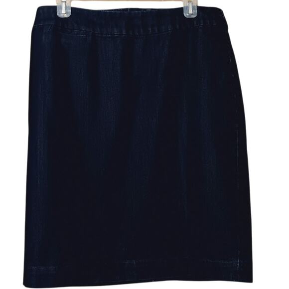 COLDWATER CREEK Denim Jean Skirt Size 14 Dark Wash Straight Casual Work School - Picture 7 of 8